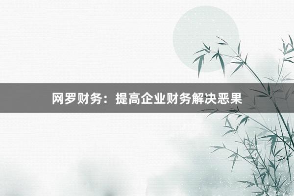 网罗财务：提高企业财务解决恶果